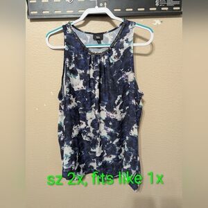Tribal Women's Blue and White Sleeveless Top